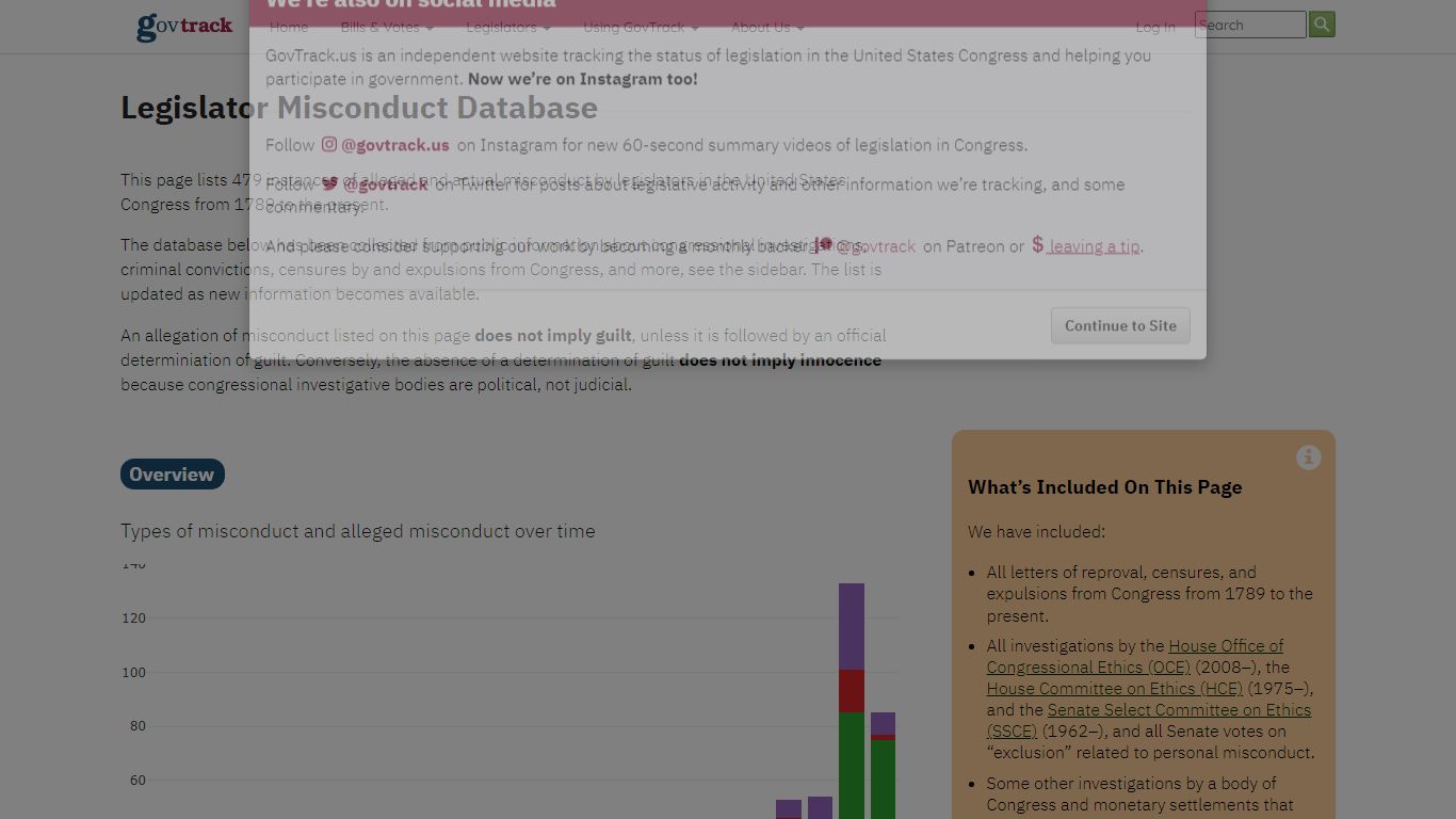 GovTrack.us - Legislator Misconduct Database